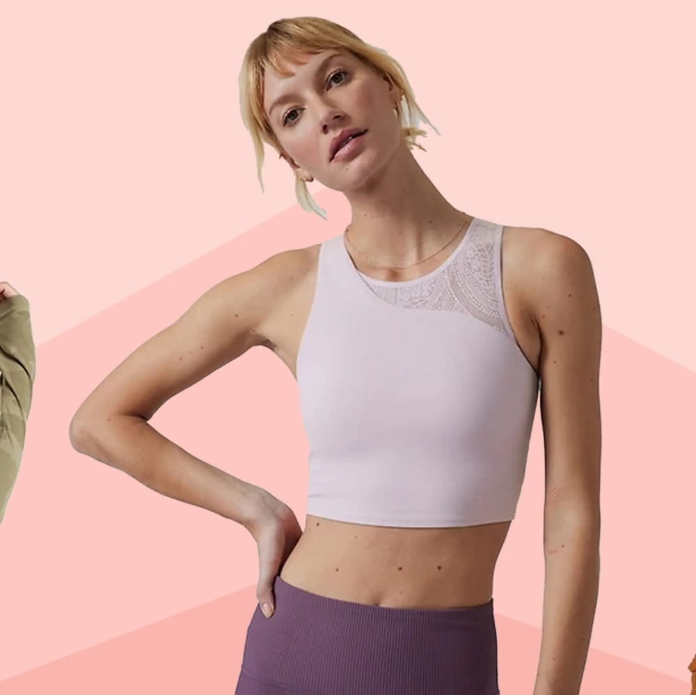 Athleta Conscious Lace Crop Tank Sports Bra